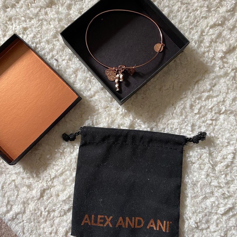Alex and Ani Rose Gold Candy Cane Bracelet